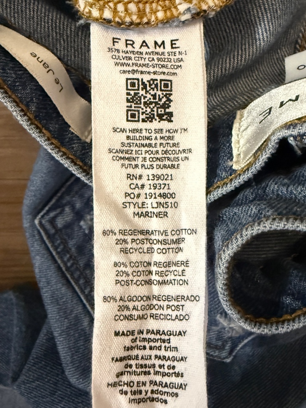 FRAME Le Jane High Rise Straight Leg Jeans Mariner Sz 30 $288 Retail - Picture 11 of 12